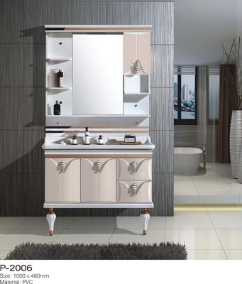 Two Doors PVC Bathroom Vanity , Bathroom Floor Cabinet Waterproof Storage